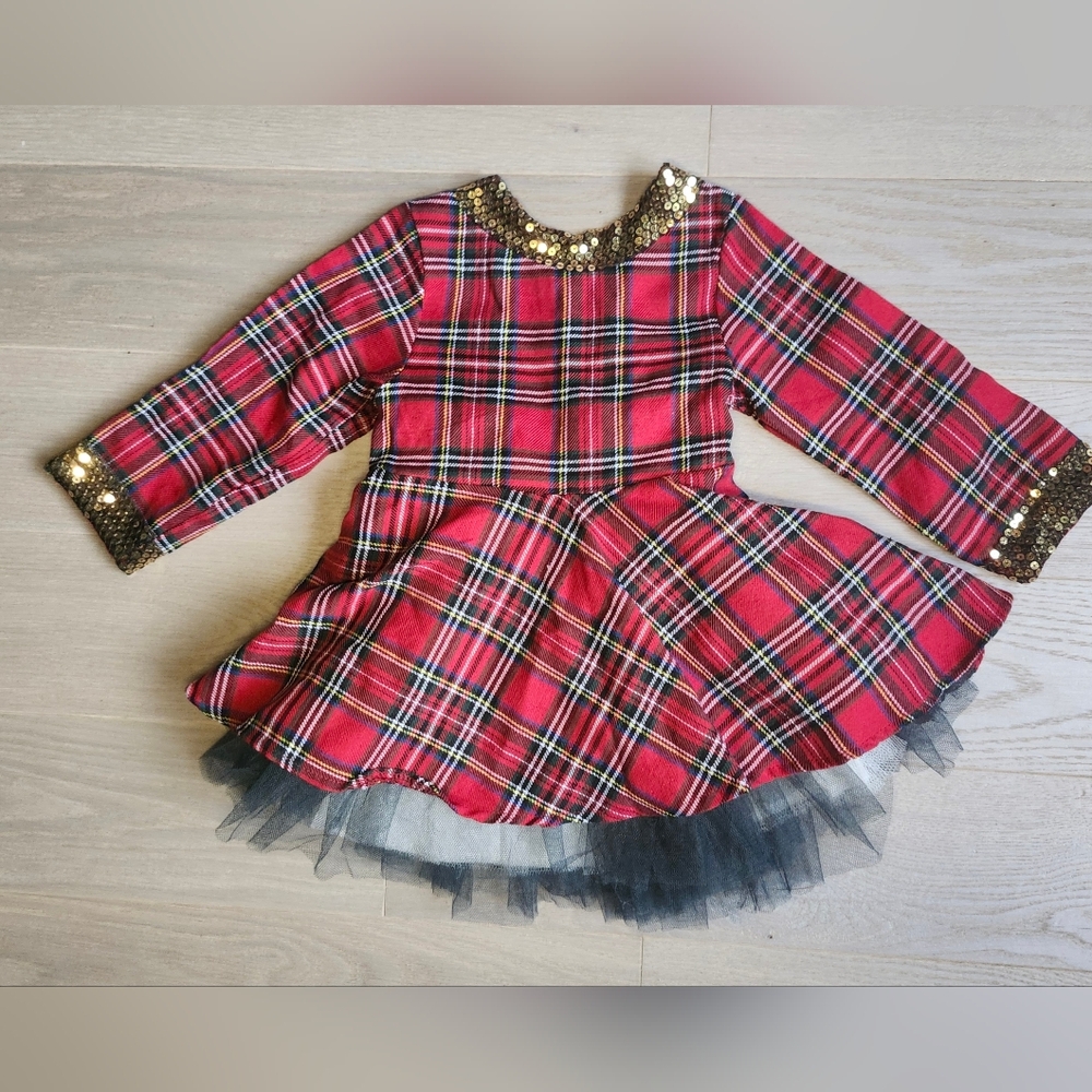 Plaid Red and Black Kids Christmas Dress 2T